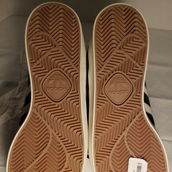 ADIDAS SUPERSTAR VULC SHELL TOE SHOES - MENS 10.5 BLUE/WHITE/GOLD PRINT/GUM SOLE - Picture 12 of 16